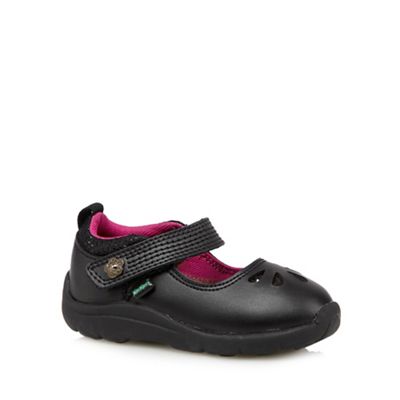 Kickers Girl's black leather rip tape shoes